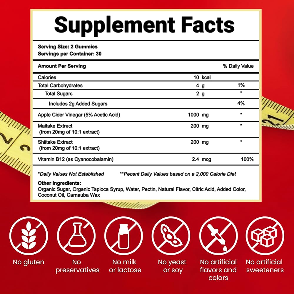 FNDMNTL Apple Cider Vinegar Gummies with Mushrooms - 60 Count - image 4