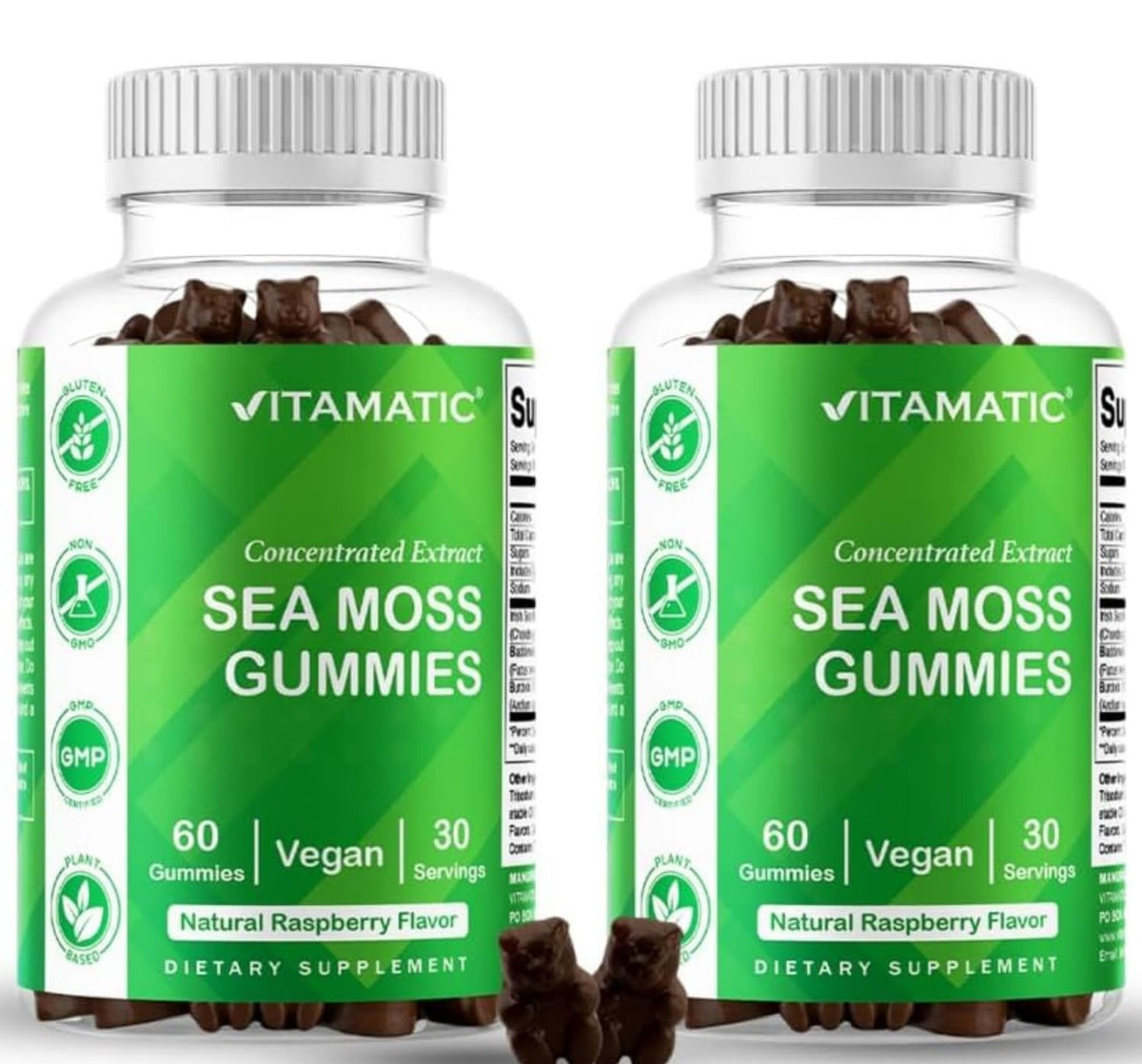 Vitamatic Sea Moss Gummies with Bladderwrack & Burdock - 120 Gummies