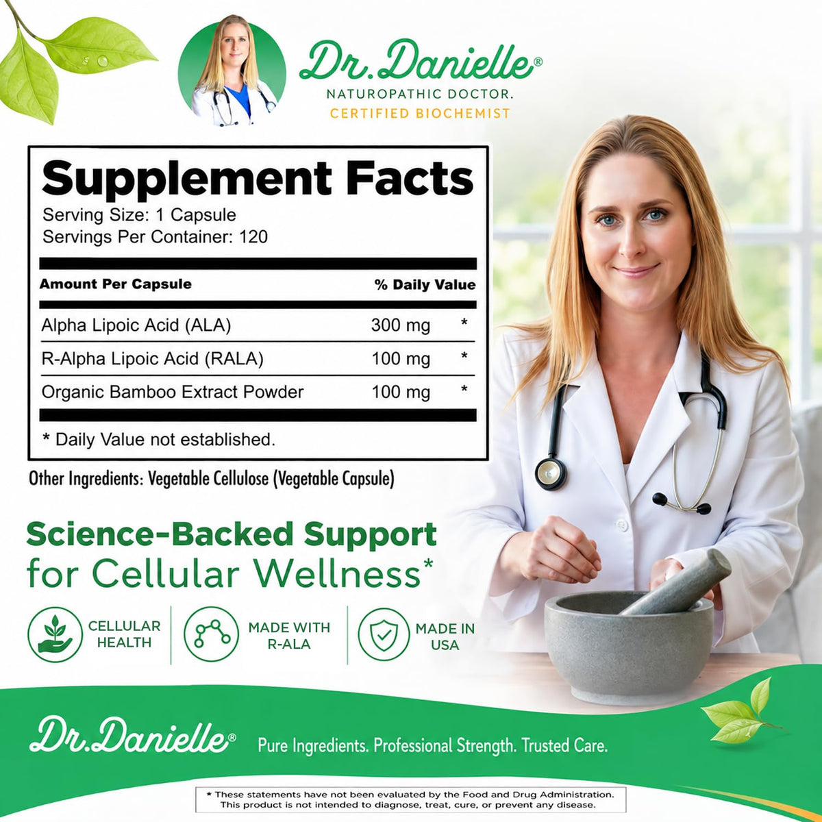Doctor Danielle Alpha-Lipoic Acid R-ALA - 120 Vegetarian Capsules - image 2