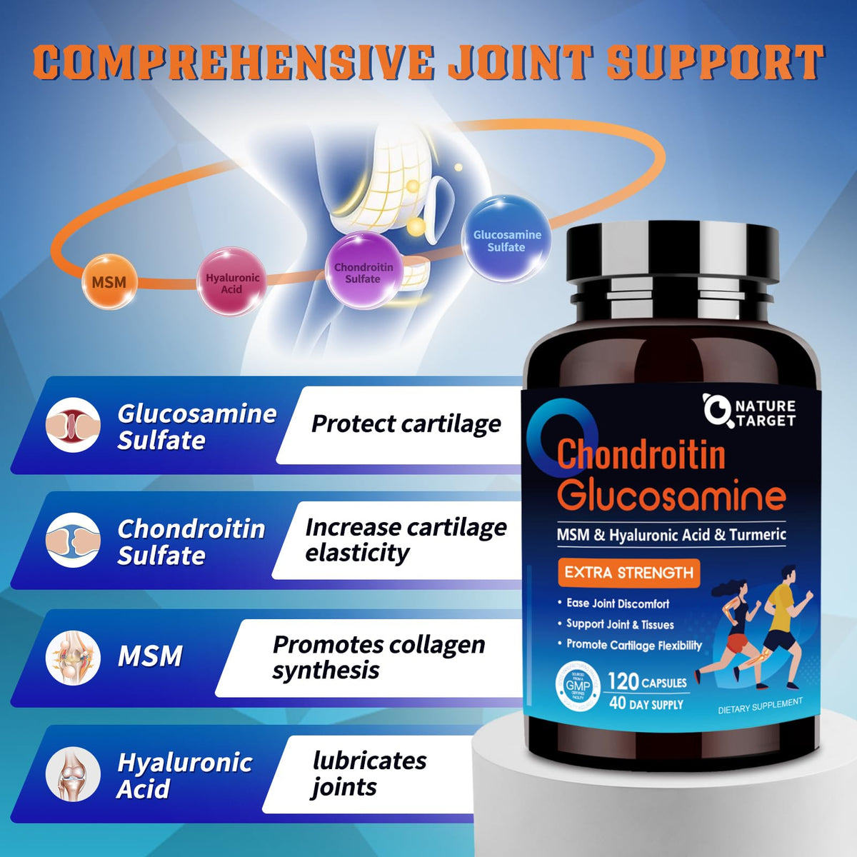 NATURE TARGET Glucosamine Chondroitin MSM Joint Support - 120 Capsules - image 2
