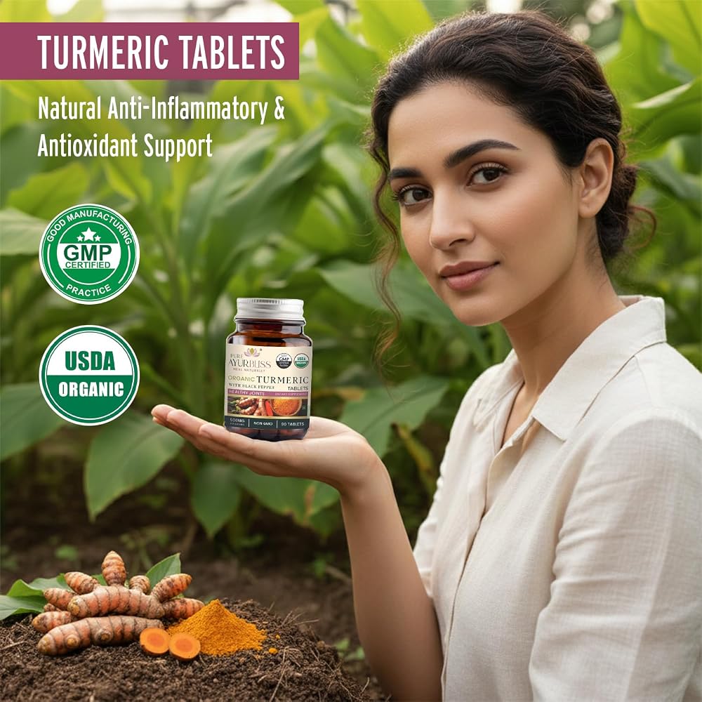 PureAyurbliss Organic Turmeric Tablets with Black Pepper - 90 Tablets - image 4