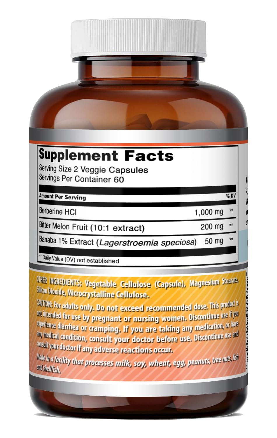 Amazing Nutrition Berberine with Bitter Melon & Banaba Extract - 120 Capsules - image 6