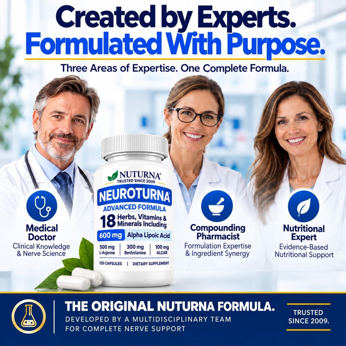 Nuturna Neuropathy Support Supplement with Alpha Lipoic Acid - 120 Capsules - image 3