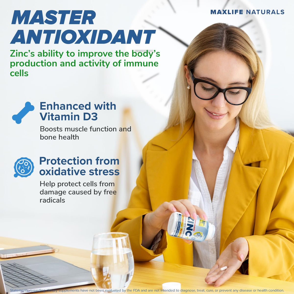 MaxLife Naturals Zinc Picolinate 50mg with D3 and K2 - 60 Capsules - image 4