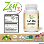 Zen Supplements NAC 600mg with Selenium and Molybdenum - 120 Vegetarian Capsules - image 2