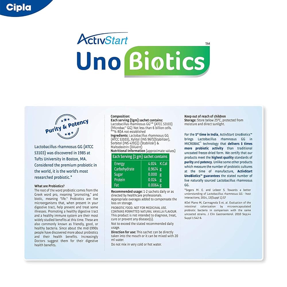 Cipla ActivStart Unobiotics Probiotic Powder - 10 Sachets - image 4