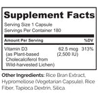 NATURELO Vitamin D3 2500 IU Bone Health - 180 Capsules - image 3