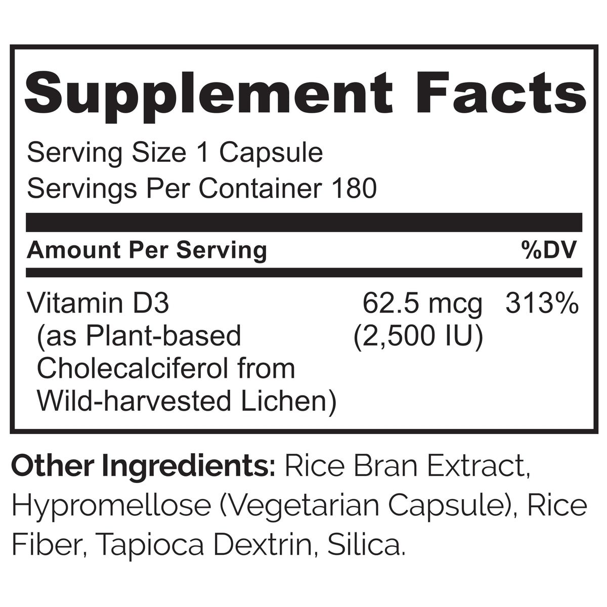 NATURELO Vitamin D3 2500 IU Bone Health - 180 Capsules - image 3