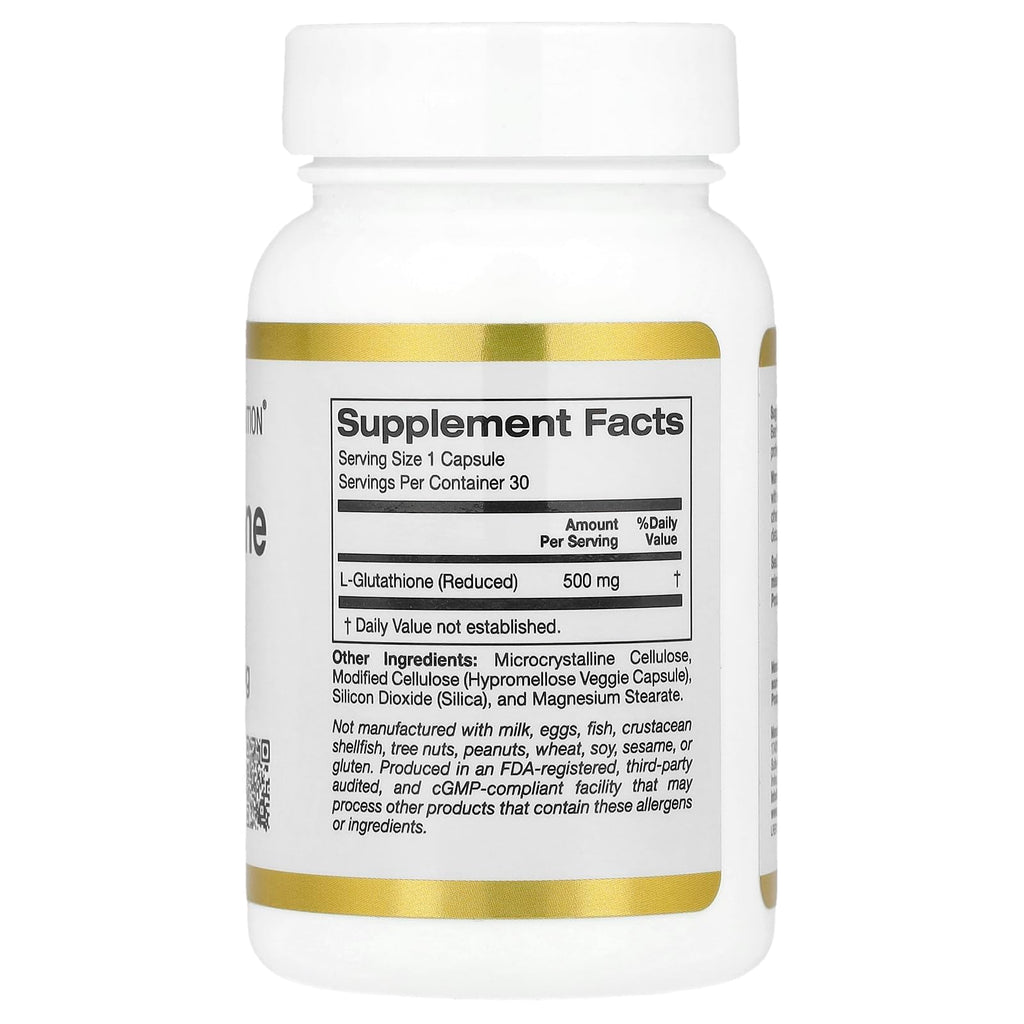California Gold Nutrition L-Glutathione 500 mg - 30 Vegetarian Capsules - image 2