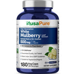 NusaPure White Mulberry Leaf 500mg - 180 Vegetarian Capsules