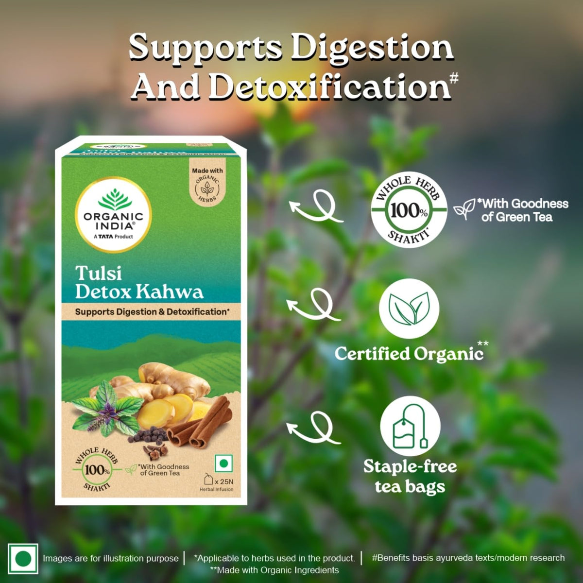 Organic India Tulsi Detox Kahwa Green Tea - 25 Teabags - image 5