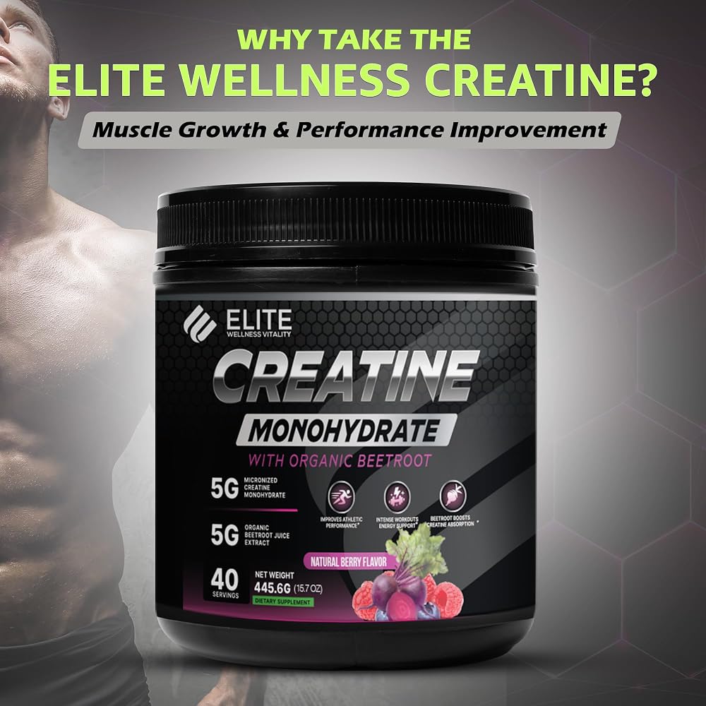 Elite Wellness Creatine Monohydrate Powder with Organic Beetroot - 40 oz - image 3