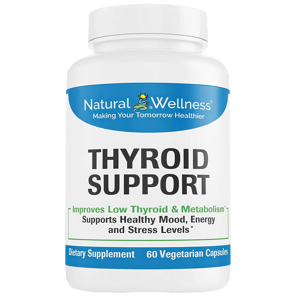 Natural Wellness Thyroid Support with Iodine & Selenium - 60 Vegetarian Capsules