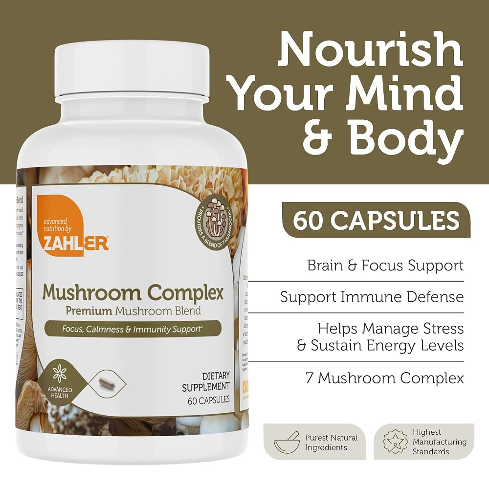 Zahler Mushroom Complex Premium Blend for Focus & Immunity - 60 Capsules - image 2