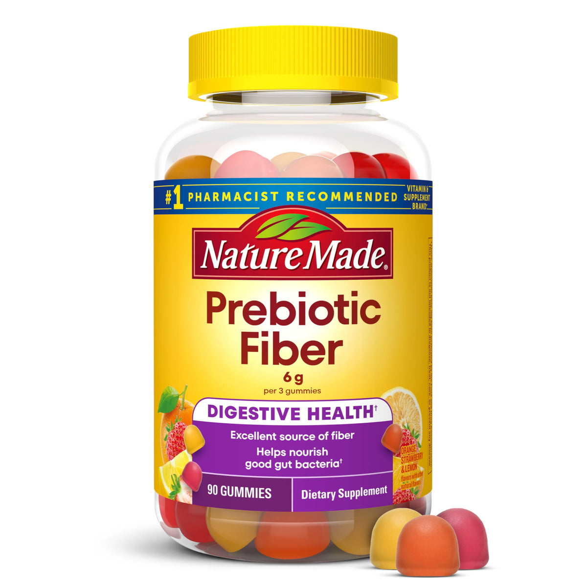 Nature Made Prebiotic Fiber Gummies for Adults and Kids - 90 Gummies