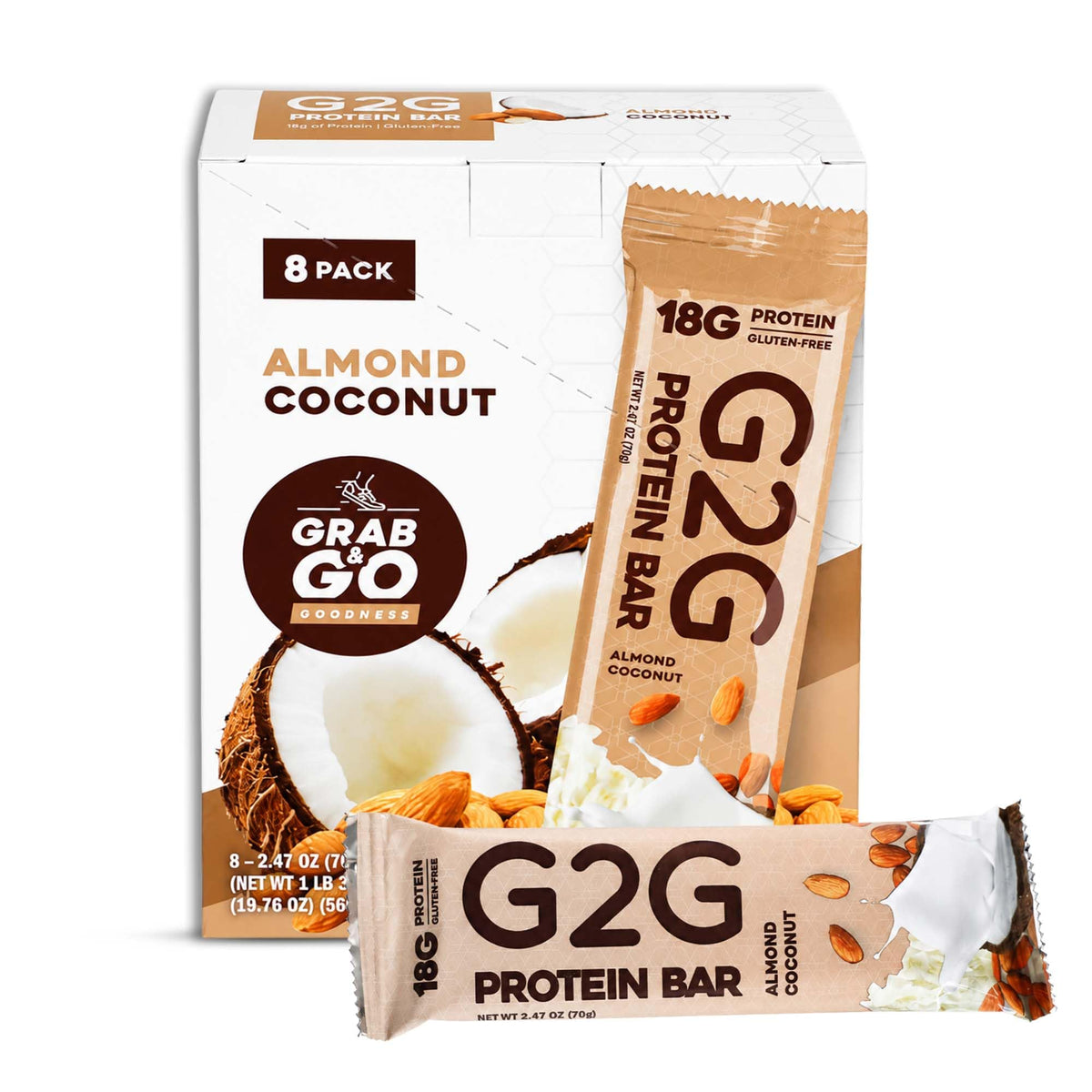 G2G Protein Bar Almond Coconut Gluten-Free - 8 Count