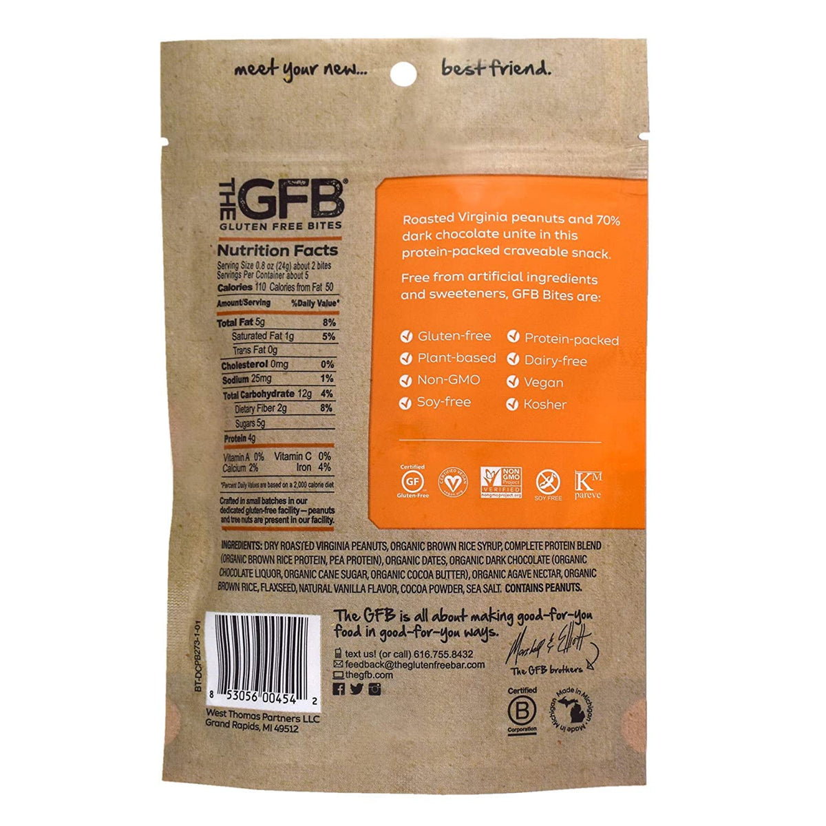GFB Bites Dark Chocolate Peanut Healthy Snack - 6 Pack - image 2