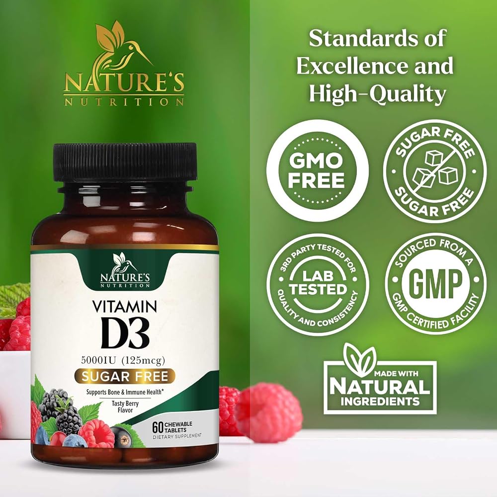 Nature's Nutrition Vitamin D3 5000 IU - Extra Strength Vitamin D