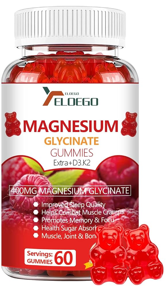 ELOEGO Magnesium Glycinate Gummies for Sleep & Muscle Support - 60 Count