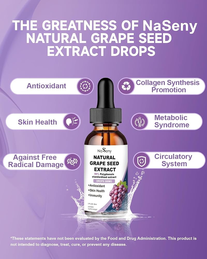 NaSeny Natural Grape Seed Extract Drops 300 mg - 2 Fl Oz - image 5
