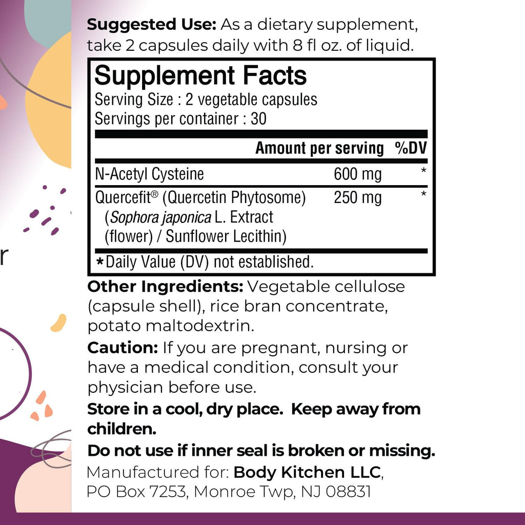 Body Kitchen Mega NAC 600mg N-Acetyl Cysteine with Quercetin