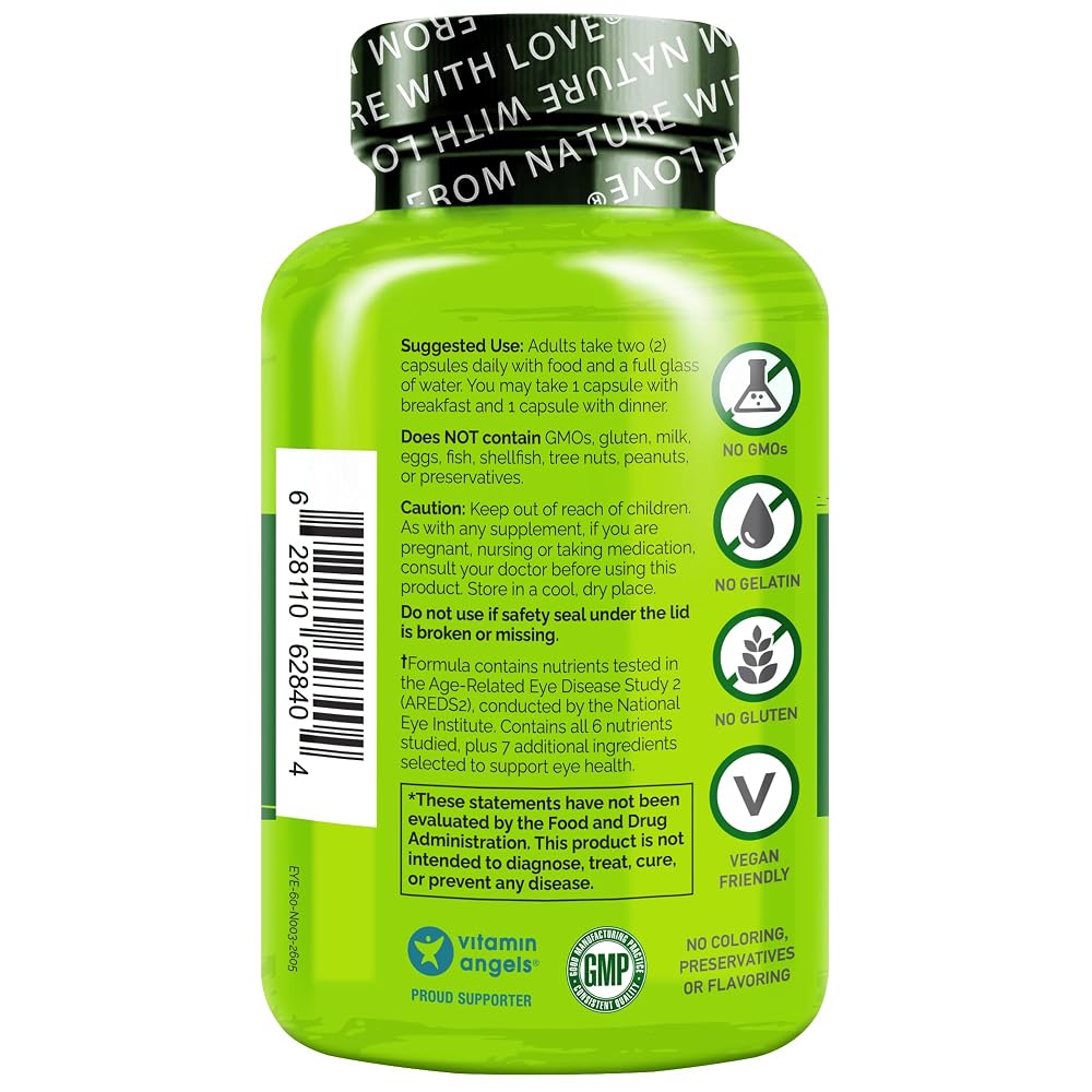 NATURELO Eye Vitamins AREDS 2 Formula - 120 Vegan Capsules - image 6