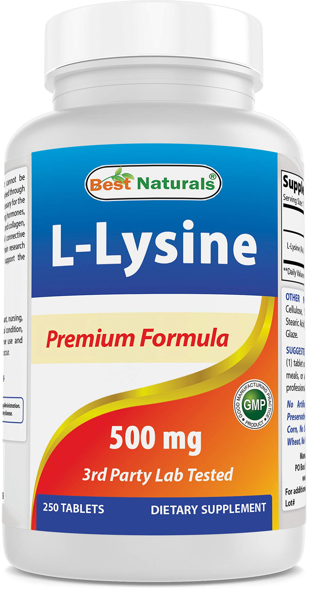 Best Naturals L-Lysine 500 mg - 250 Tablets - image 4