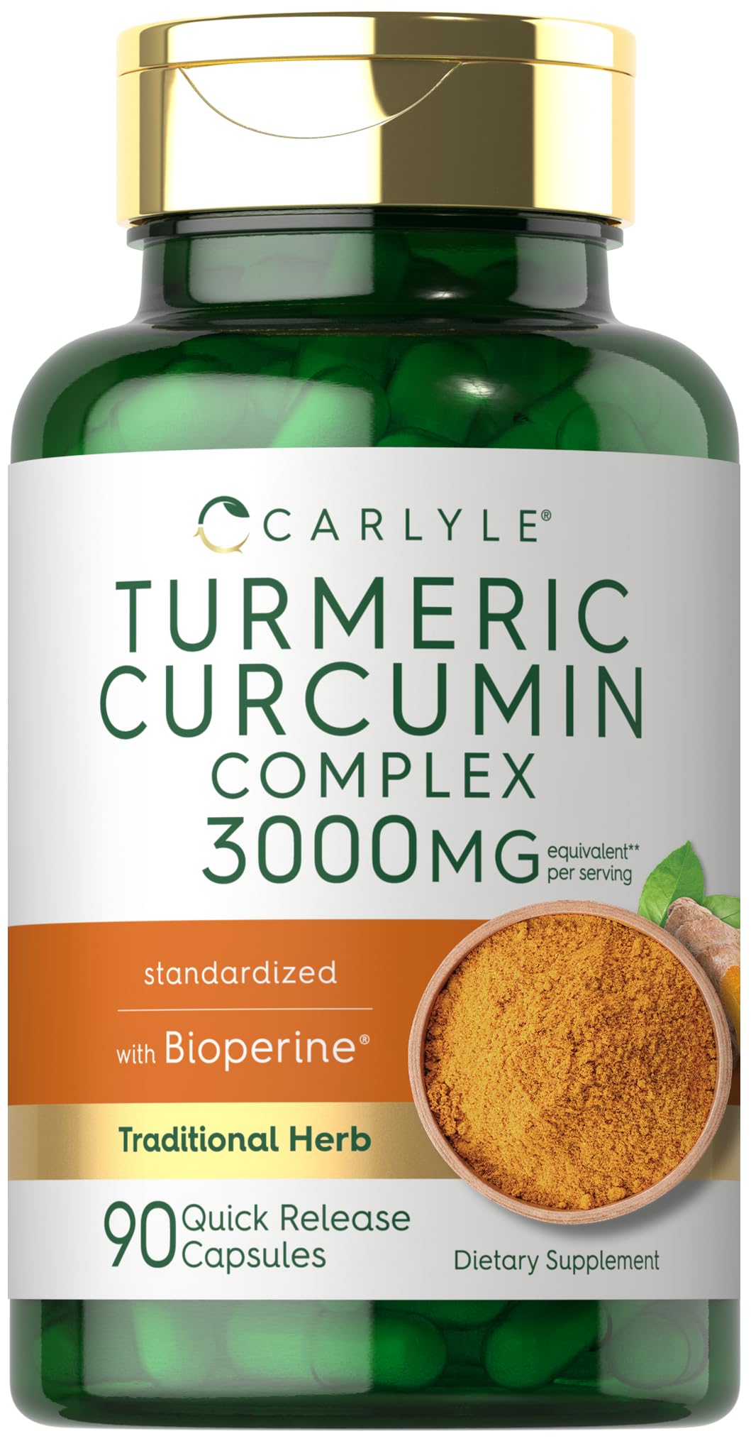Carlyle Turmeric Curcumin with Black Pepper - 90 Capsules