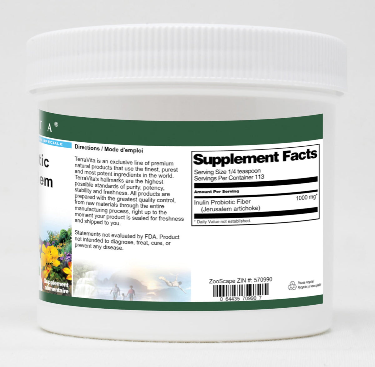 Terravita Inulin Probiotic Fiber Powder - 4 oz - image 2