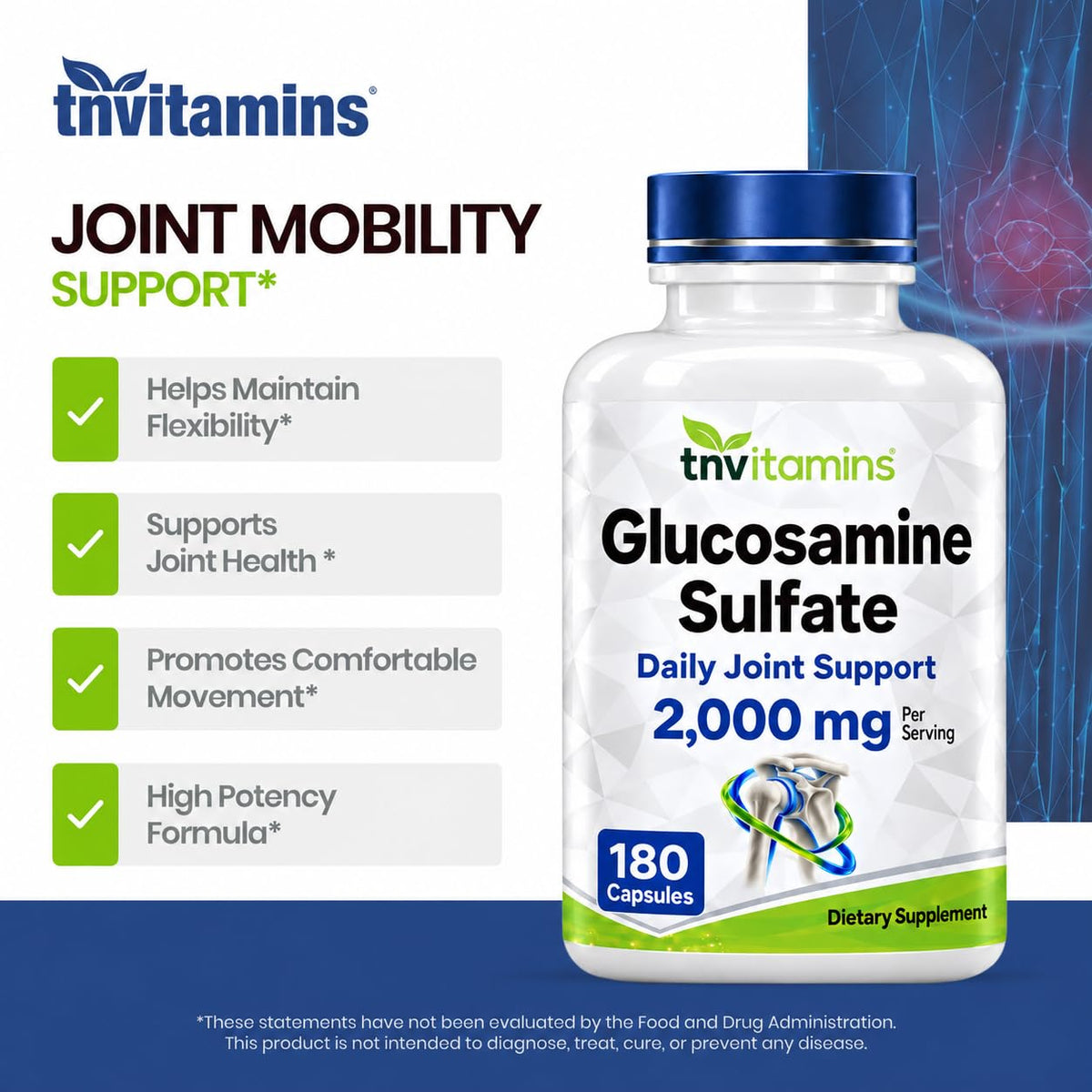 tnvitamins Glucosamine Sulfate 2000 MG Capsules - 180 Count - image 4