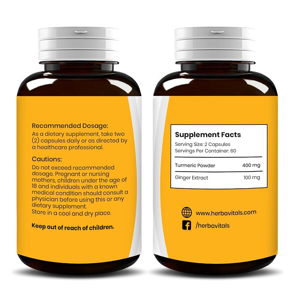 HerbaVitals Turmeric and Ginger Capsules - 120 Capsules - image 2