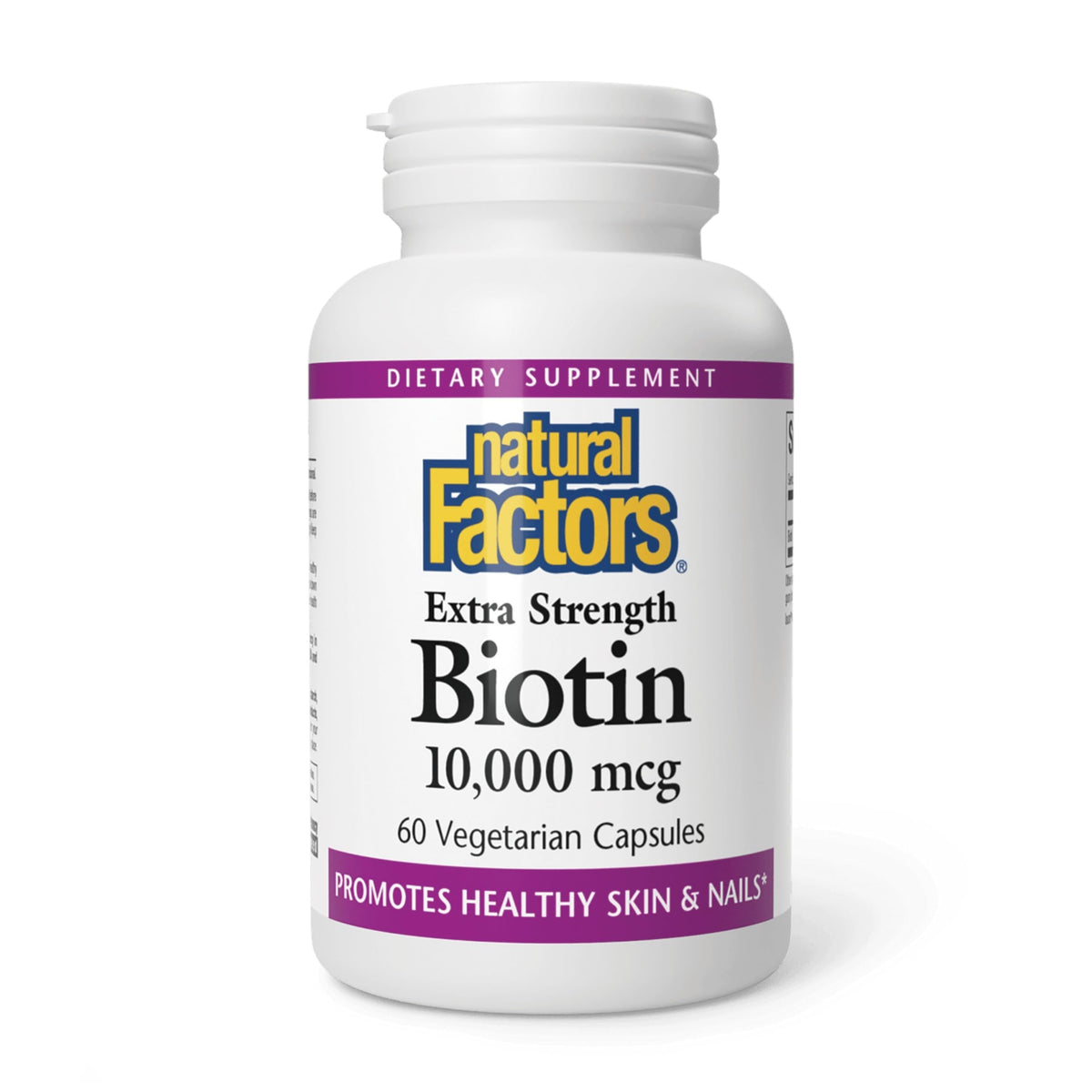 Natural Factors Extra Strength Biotin 10,000 mcg - 60 Vegetarian Capsules