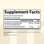 Micro Ingredients Pantothenic Acid 500mg Vitamin B5 - 365 Capsules - image 8
