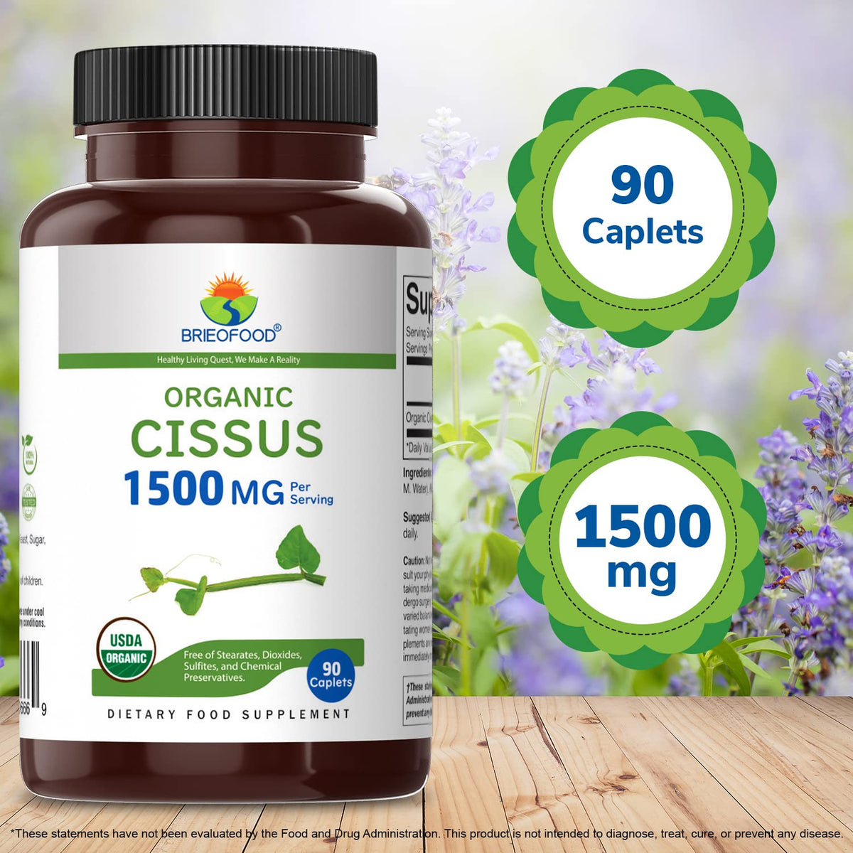 Brieofood Organic Cissus Quadrangularis 1500mg - 90 Tablets - image 6