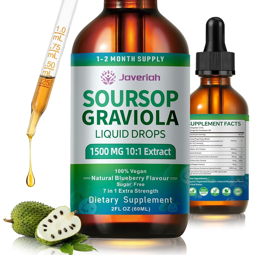 Javeriah Soursop Graviola Liquid Drops Supplement with Sea Moss