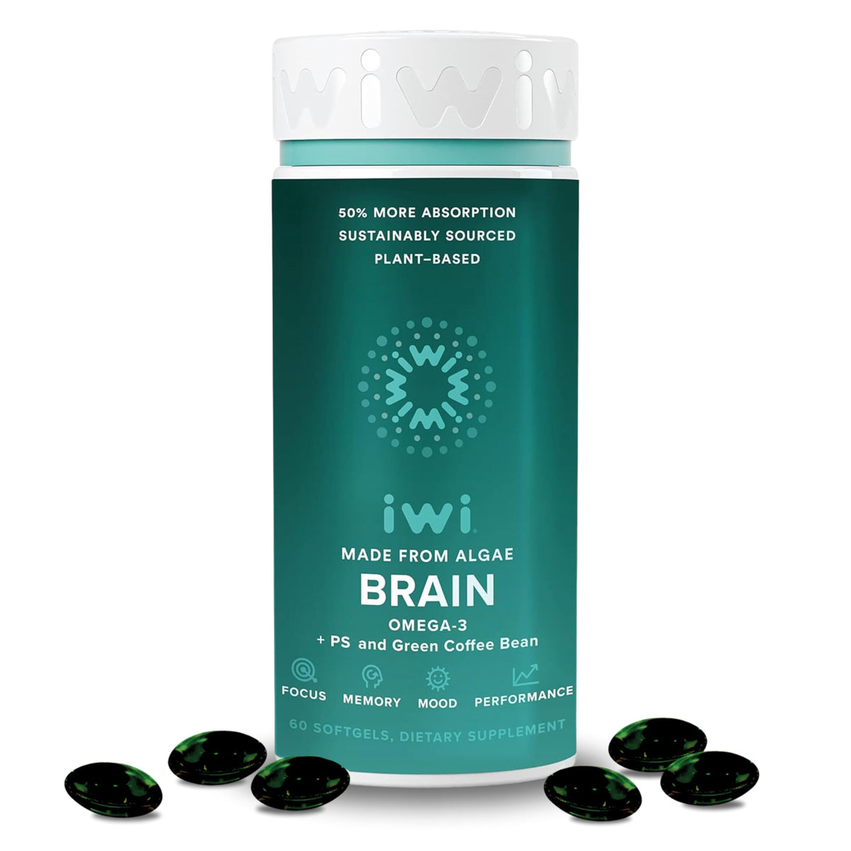 Iwi Life Brain - 60 Softgels I Nootropic Brain Supplements for Memory