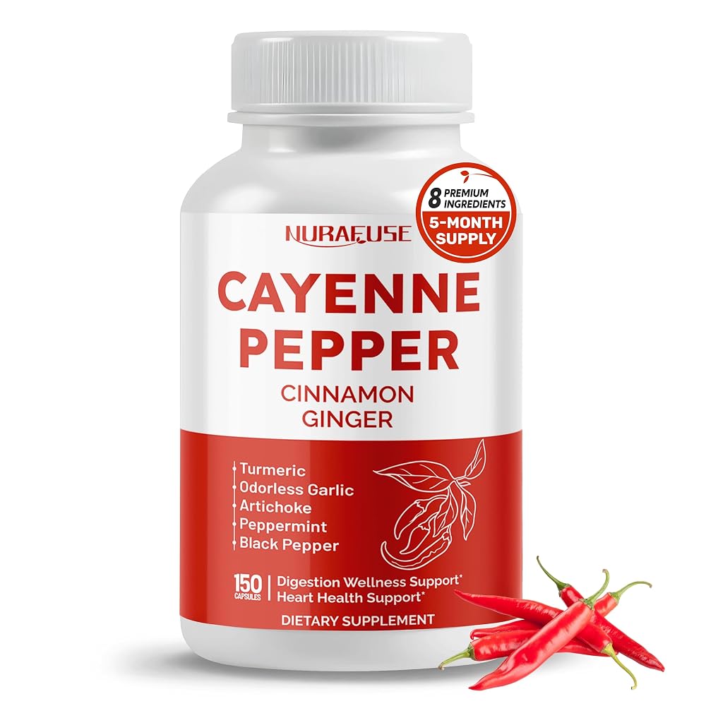 NuraFuse Cayenne Pepper 8-in-1 Complex for Digestive Wellness - 150 Capsules