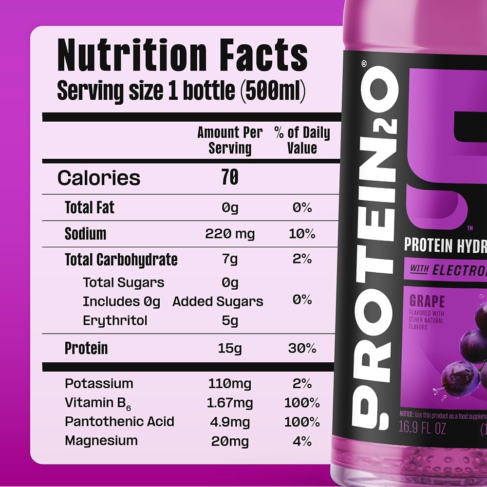 Protein2o Clear Whey Protein & Electrolyte Beverage, Grape - 12 Pack - image 6
