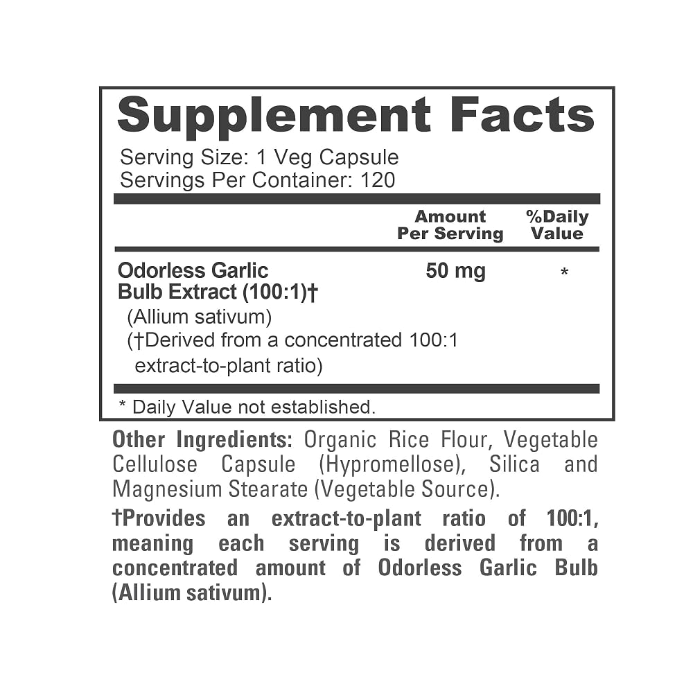 NusaPure Odorless Garlic 50mg - 120 Vegetarian Capsules - image 4
