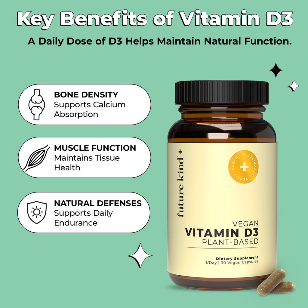 Future Kind Vegan Vitamin D3 2500 IU Bone & Muscle Support - 30 Capsules - image 3