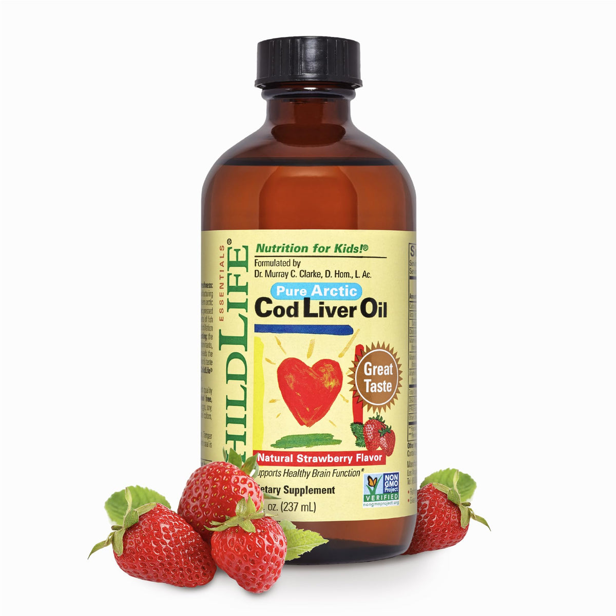 ChildLife Essentials Cod Liver Oil for Kids, Strawberry - 8 fl oz