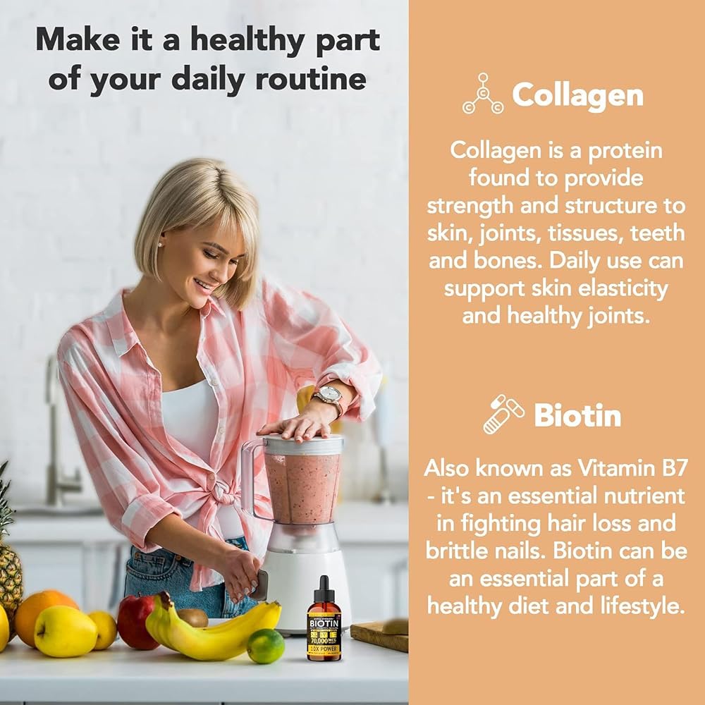 Super Natural Goods Liquid Biotin & Collagen 70,000mcg Hair Growth Vitamin - 4oz - image 4