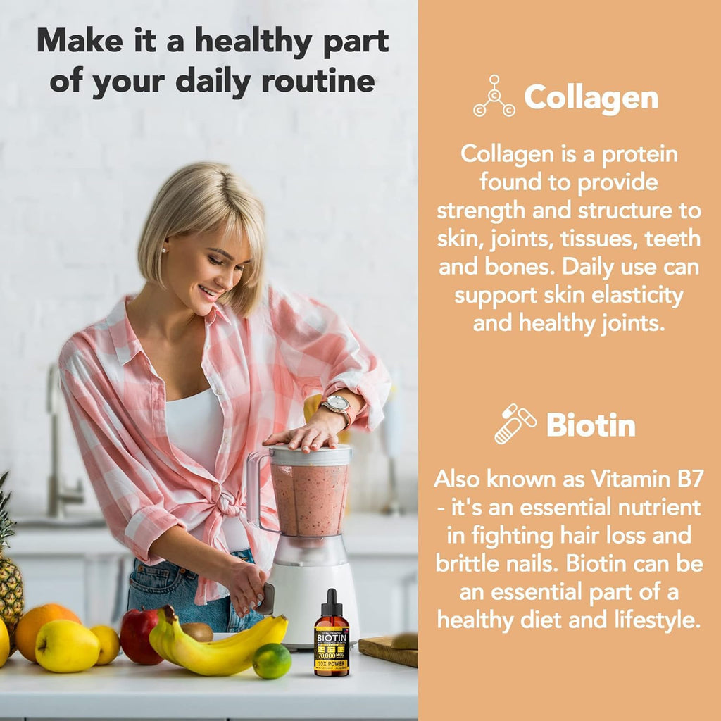 Super Natural Goods Liquid Biotin & Collagen 70,000mcg Hair Growth Vitamin - 4oz - image 4