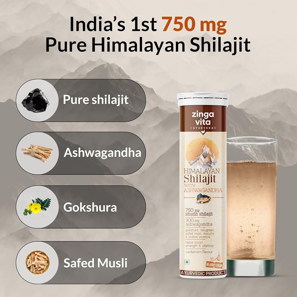 Zingavita Himalayan Shilajit 750mg Effervescent Supplement - 30 Count - image 2