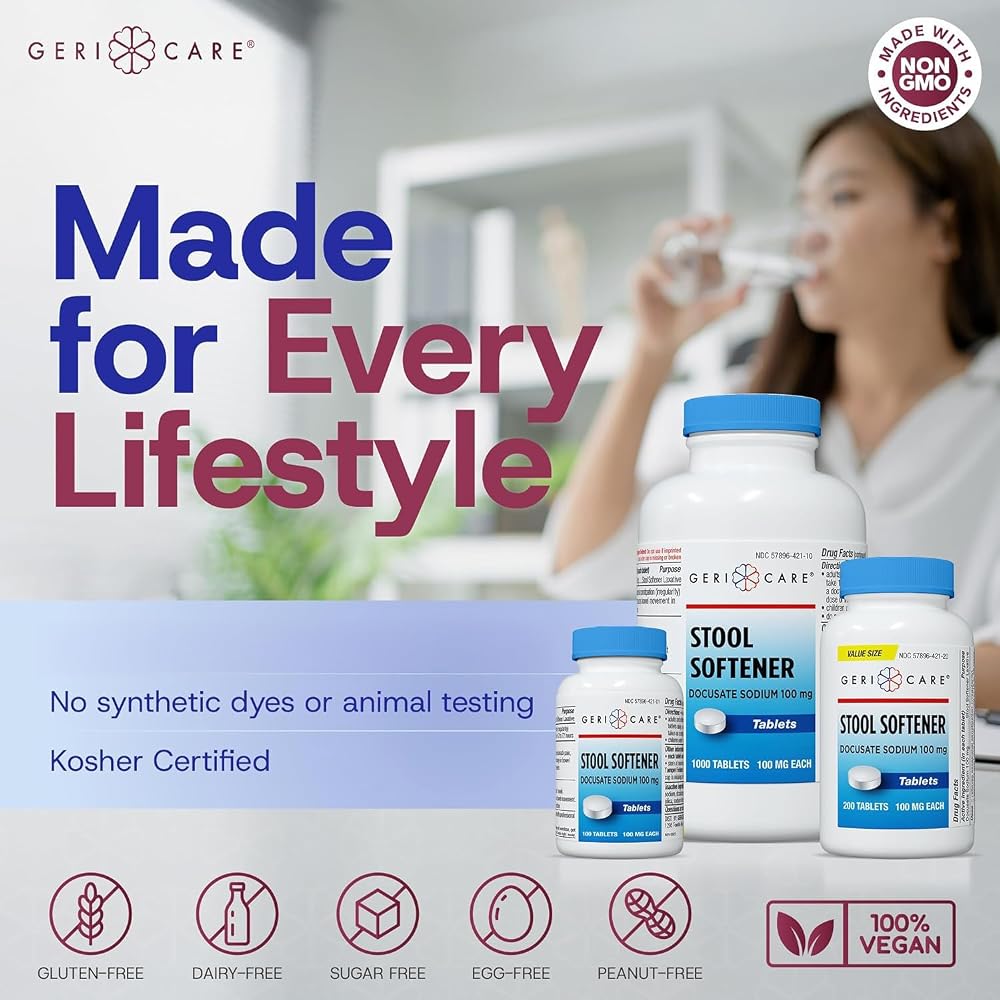 GeriCare Docusate Sodium 100mg Stool Softener - 100 Tablets - image 4