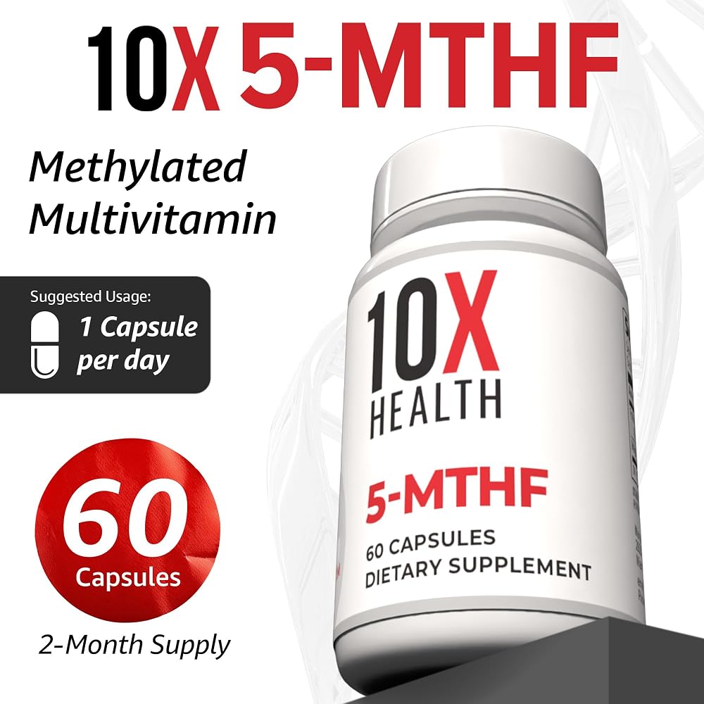 10X Health 5-MTHF Methylfolate Supplement with Magnesium - 60 Capsules - image 5