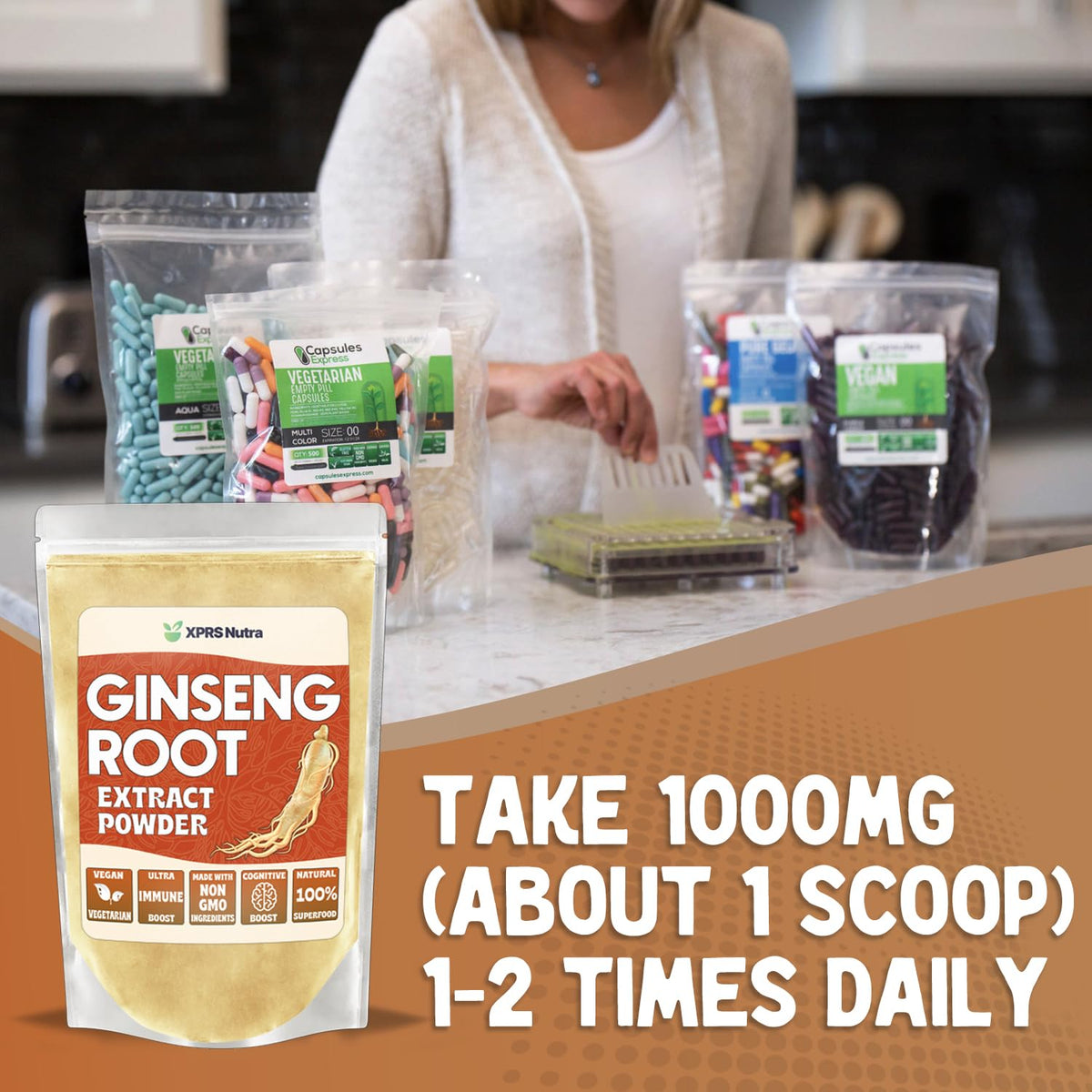 XPRS Nutra Ginseng Root Extract Powder - Ginseng Powder Supports