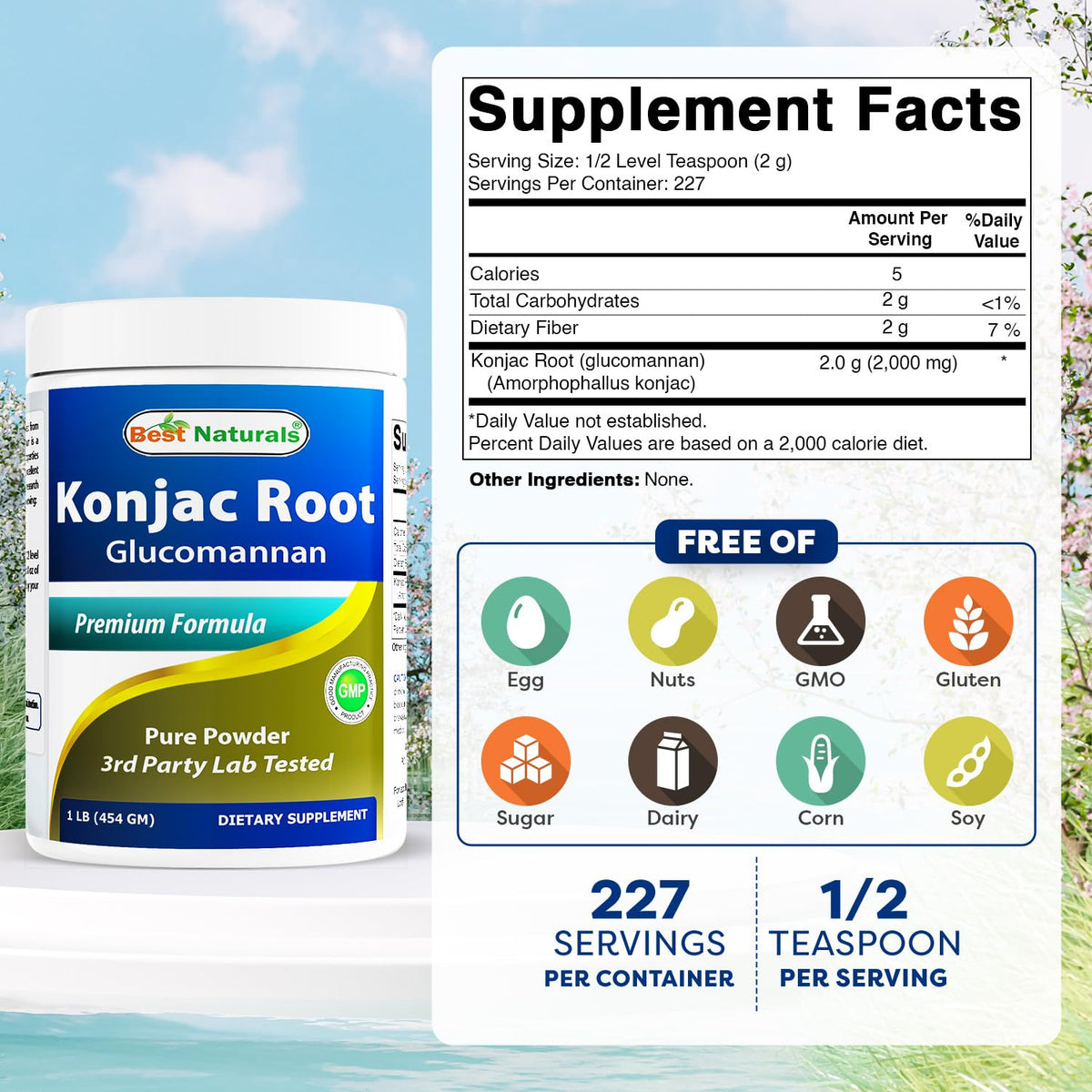 Best Naturals Konjac Glucomannan Root Powder 2000 mg - 2 Pound - image 2