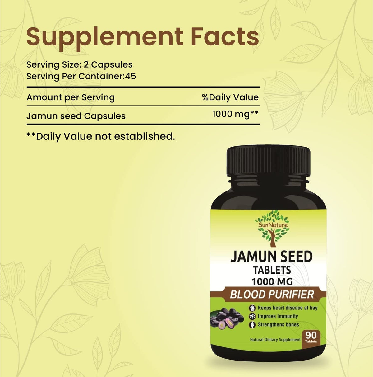 SunNature Jamun Seed Tablets - 90 Tablets - image 7