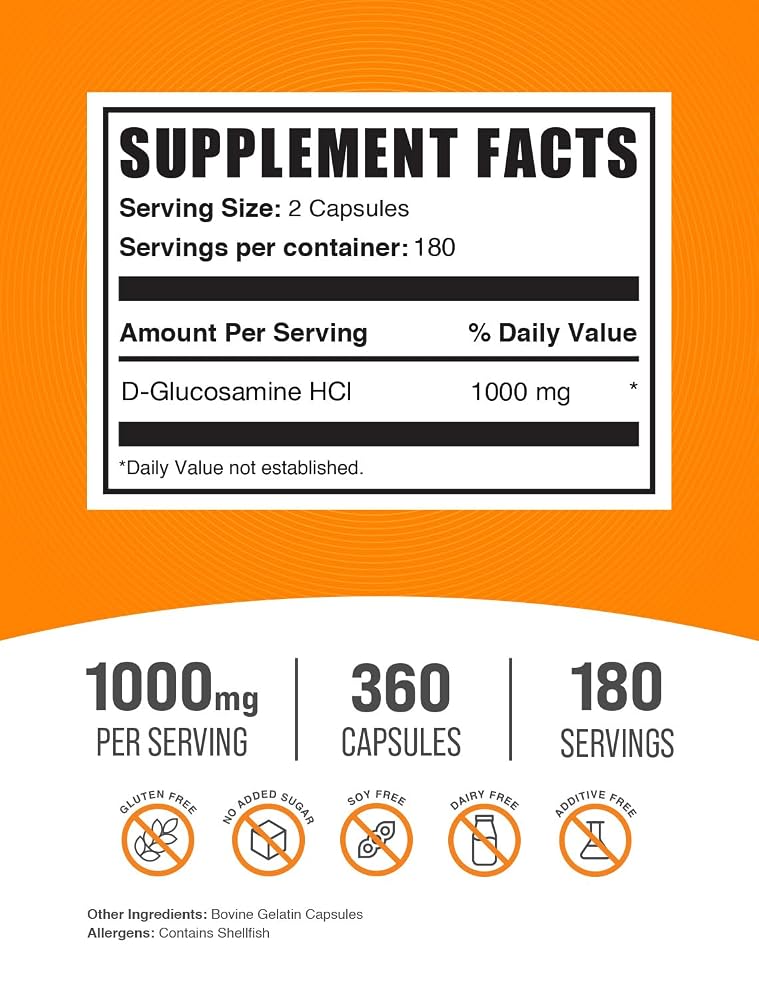 BulkSupplements Glucosamine HCl Capsules - 360 Count - image 2
